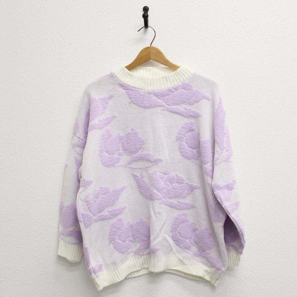 Vintage Floral Knit Sweater Large